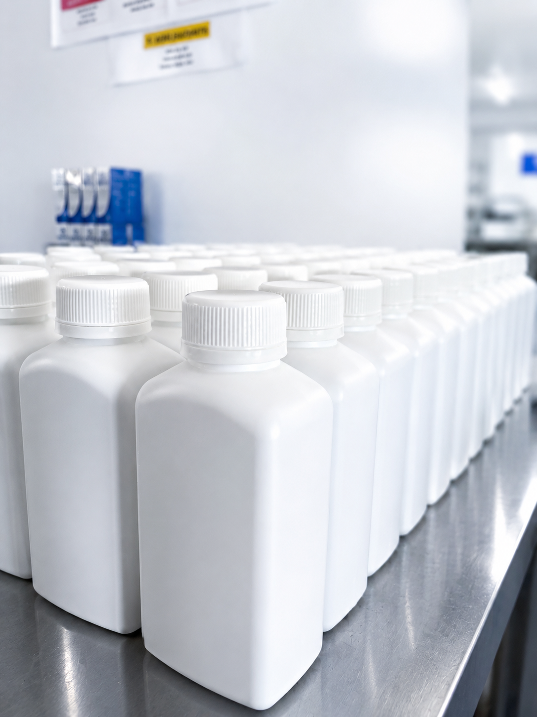 Frascos de medicamentos homeopáticos en la planta de Delvag Pharma